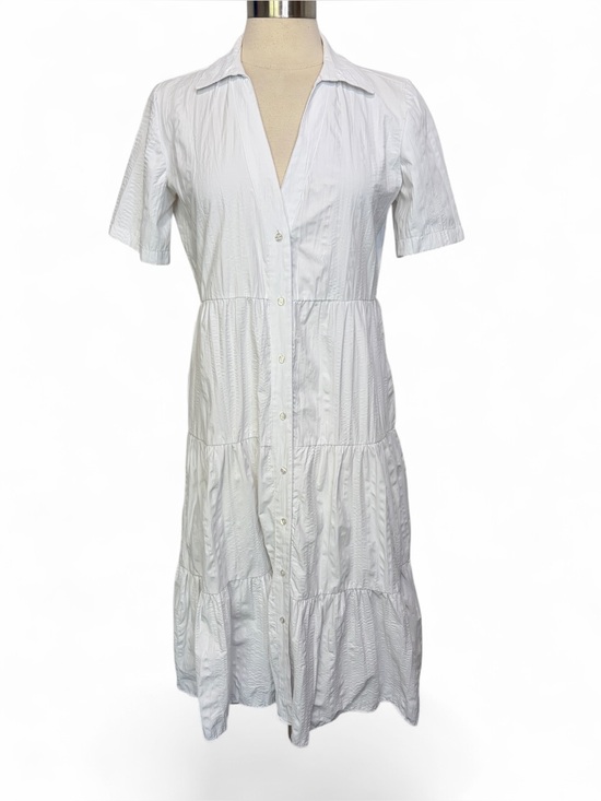 stradivarius Dresses & Skirts - STRADIVARIUS Tiered Short-Sleeve Midi Shirt Dress in White, Medium
